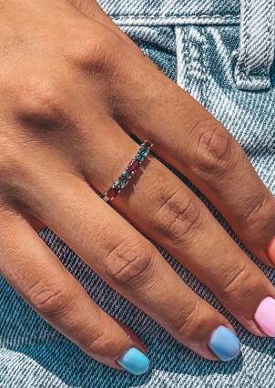 Pomegranate ring, quartz Silver 925° (rhodium) 1313/1 year