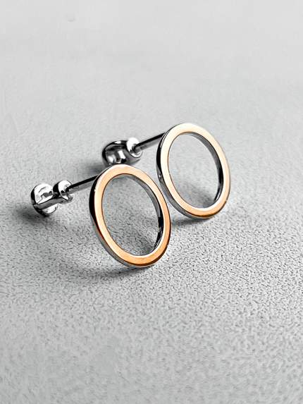 Сережки без вставок Срібло 925° золото 375° 071350
