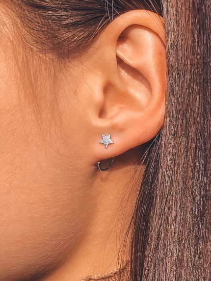 Earrings without inserts Silver 925° (rhodium) c2/1085
