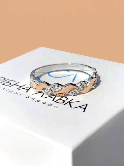 Каблучка фіаніт Срібло 925° золото 375° 0346.10
