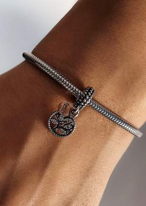 Pendant Fianite bead Silver 925° (oxidized) 84530
