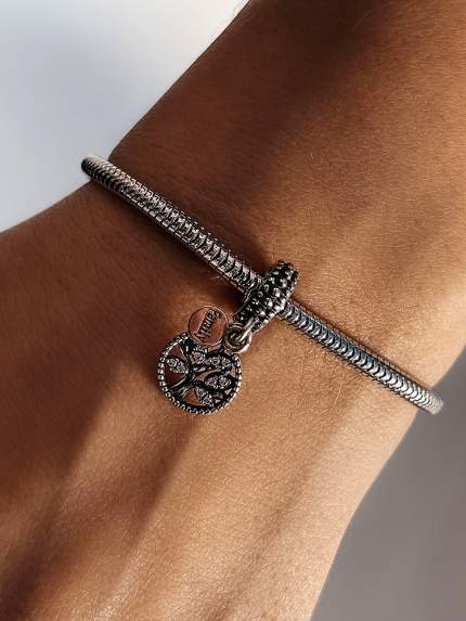 Pendant Fianite bead Silver 925° (oxidized) 84530