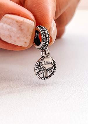Pendant Fianite bead Silver 925° (oxidized) 84530