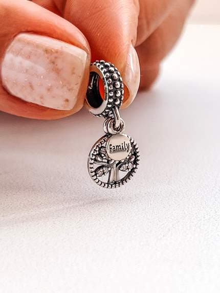 Pendant Fianite bead Silver 925° (oxidized) 84530