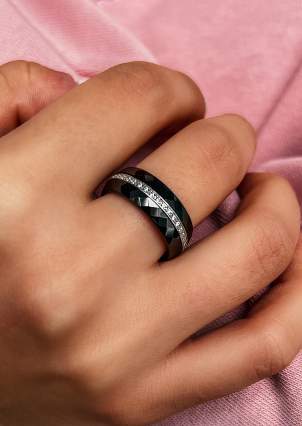 Ring Ceramic silver 925°/ jewelry ceramic c1111h