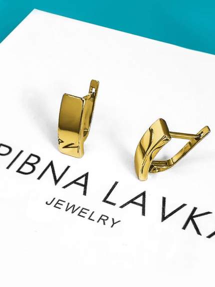 Сережки без вставок Срібло 925° (позолота) 82638п