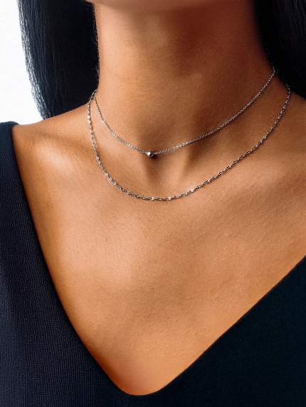 Necklace without inserts Silver 925° (rhodium) YC190011