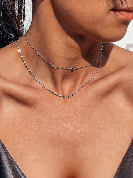 Necklace without inserts Silver 925° (rhodium) YC190011