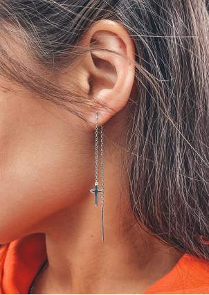 Earrings without inserts Silver 925° (rhodium) c2/2058