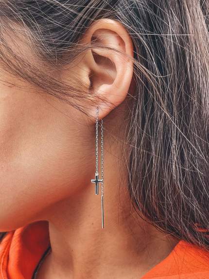 Earrings without inserts Silver 925° (rhodium) c2/2058