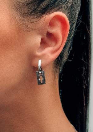 Earrings without inserts Silver 925° (rhodium) 20078