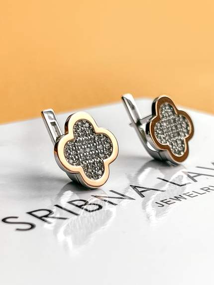 Cyanite earrings Silver 925° gold 375° 000458