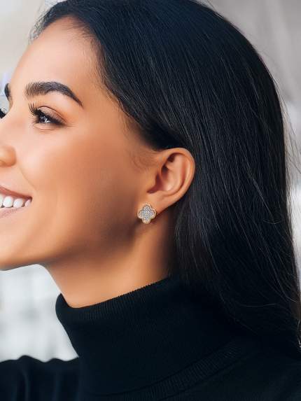 Cyanite earrings Silver 925° gold 375° 000458