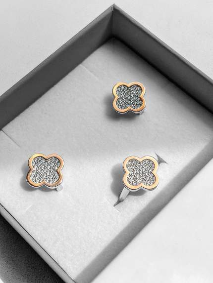Cyanite earrings Silver 925° gold 375° 000458
