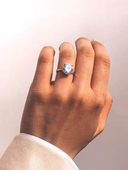 Pierścionek cyrkonia Srebro 925° Złoto 375° 525k