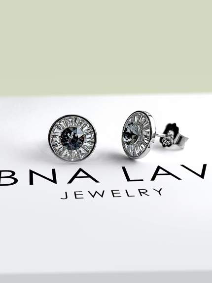 Срібні сережки-пусети зі Swarovski Zirconia