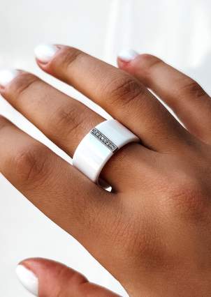Ring Ceramics cubic zirconia silver 925°/ jewelry ceramics k2fk1/1010