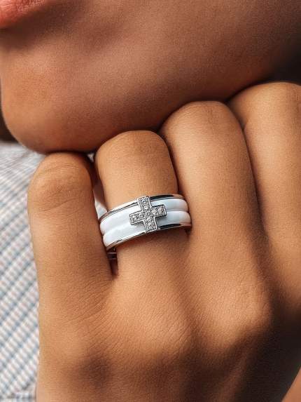 Ring Ceramics cubic zirconia silver 925°/ jewelry ceramics 1629b057