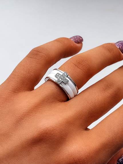 Ring Ceramics cubic zirconia silver 925°/ jewelry ceramics 1629b057