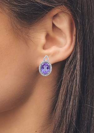 Amethyst earrings Silver 925° (rhodium) 2240/9р