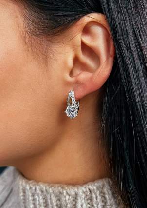 Сережки фіаніт Срібло 925° золото 375° 006710