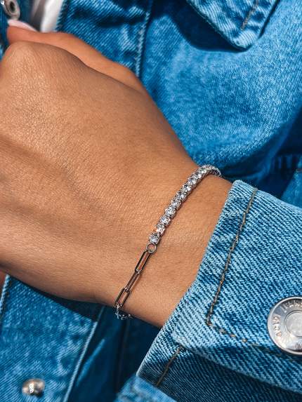 Fianite bracelet (AAAA) Silver 925° (rhodium) 957810