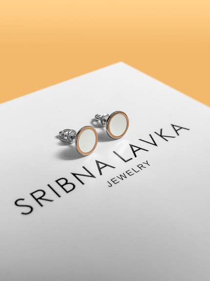 Сережки емаль Срібло 925° золото 375° 100917б