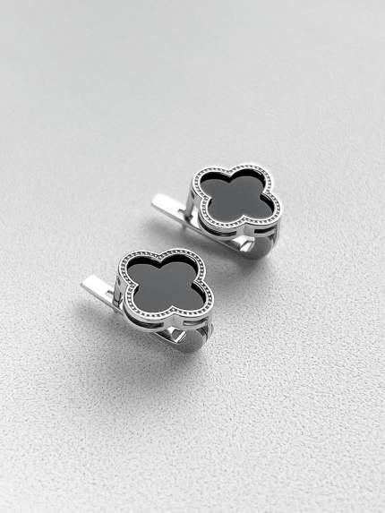 Onyx earrings Silver 925° (rhodium) 000199