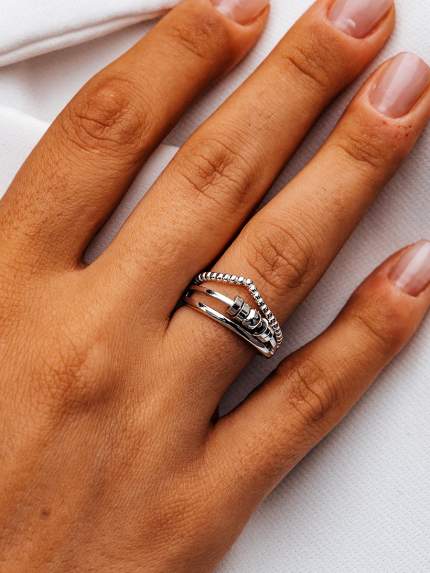 Каблучка без вставок Срібло 925° (родій) 958003