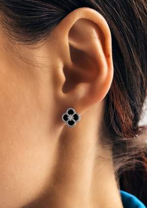 Onyx earrings Silver 925° (rhodium) 190273h