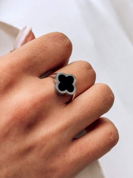 Onyx ring Silver 925° (rhodium) 100199