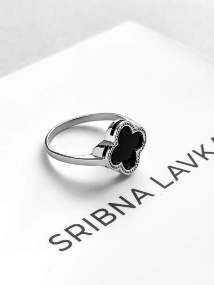 Onyx ring Silver 925° (rhodium) 100199