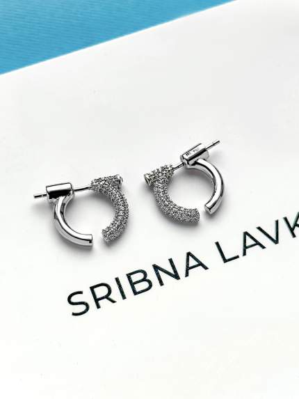 Сережки фіаніт Срібло 925° (родій) 106552