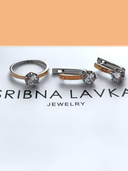 Pierścionek cyrkonia Srebro 925° Złoto 375° 000848