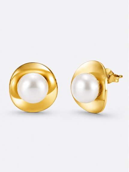 Сережки Shell Pearl Cплав з покриттям 18k золотом 250305-18K