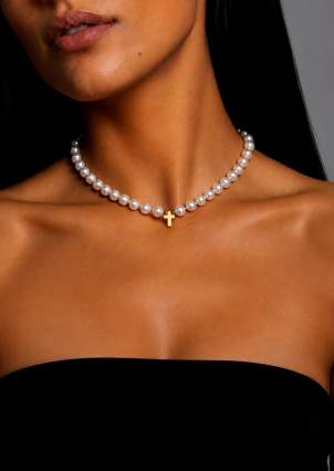 Кольє Shell Pearl Cплав з покриттям 18k золотом 9827607-18к