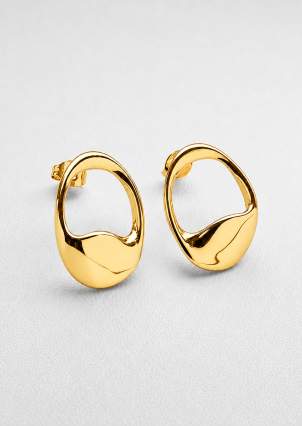 Сережки без вставок Cплав з покриттям 18k золотом 258308-18К