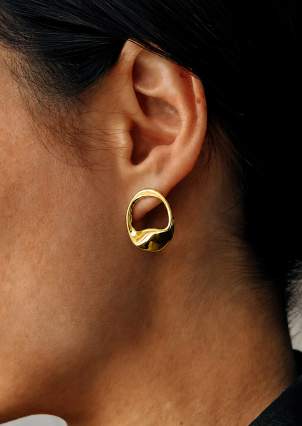 Сережки без вставок Cплав з покриттям 18k золотом 258308-18К