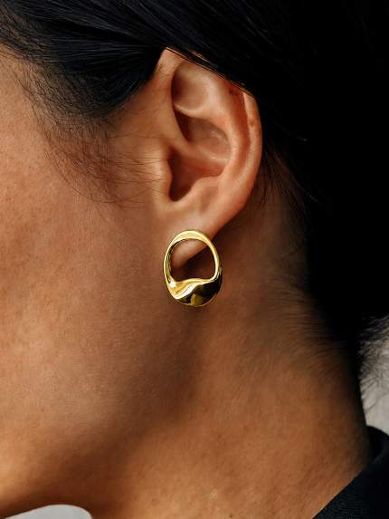 Сережки без вставок Cплав з покриттям 18k золотом 258308-18К