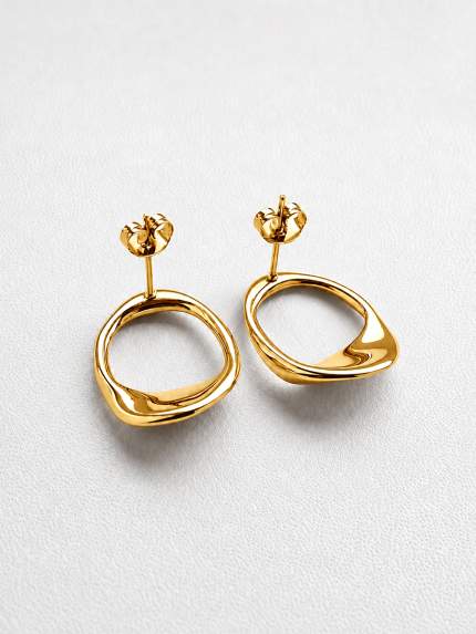 Сережки без вставок Cплав з покриттям 18k золотом 258308-18К