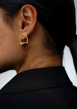 Сережки без вставок Cплав з покриттям 18k золотом 258308-18К