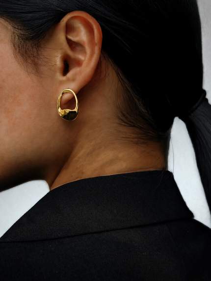 Сережки без вставок Cплав з покриттям 18k золотом 258308-18К