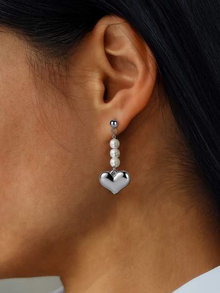 Сережки Shell Pearl Сплав з покриттям родієм 250301P