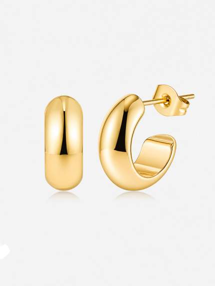 Сережки без вставок Cплав з покриттям 18k золотом 258312-18К