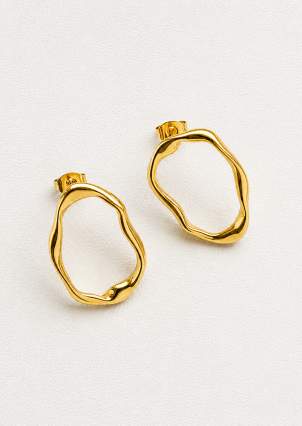 Сережки без вставок Cплав з покриттям 18k золотом 258314-18K