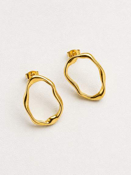 Сережки без вставок Cплав з покриттям 18k золотом 258314-18K
