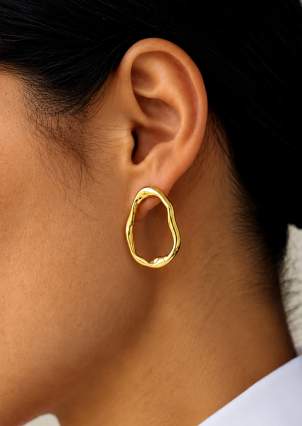 Сережки без вставок Cплав з покриттям 18k золотом 258314-18K