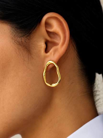 Сережки без вставок Cплав з покриттям 18k золотом 258314-18K