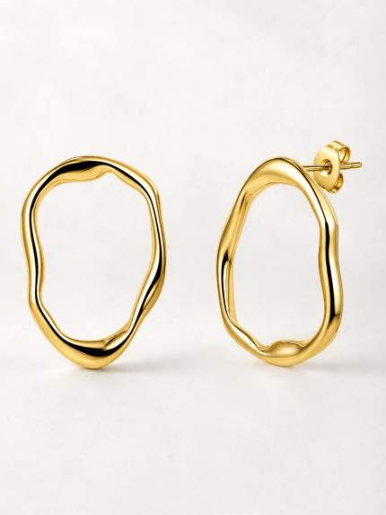 Сережки без вставок Cплав з покриттям 18k золотом 258314-18K