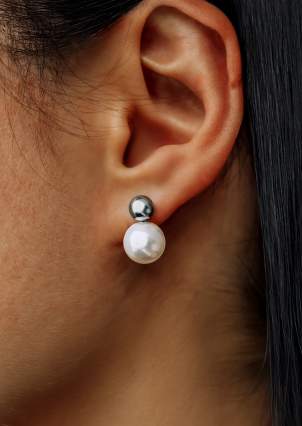 Сережки Shell Pearl Сплав з покриттям родієм 250303P